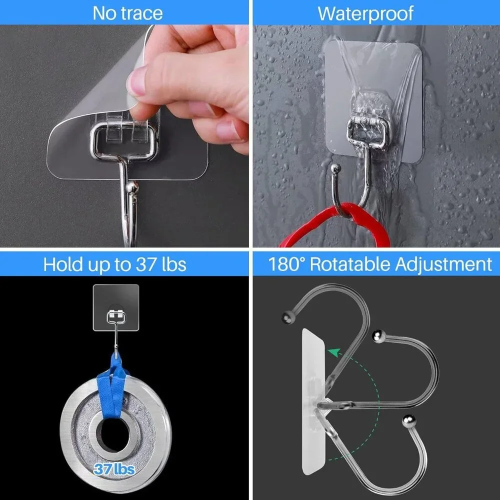 Versatile 10-Pack Adhesive Hooks – Invisible Design, Perfect for Home & Outdoor